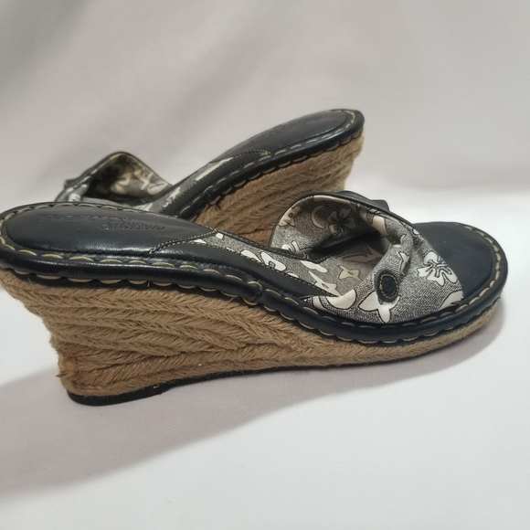 ✨ Born Leather / Floral Wedge Espadrilles Sa… - Picture 3 of 12